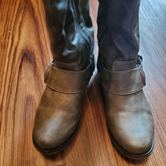 Taupe Tan High Knee Boots - Picture 4 of 8